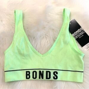 Bonds Original Neon Green Ribbed Athletic Bra Top Size XS